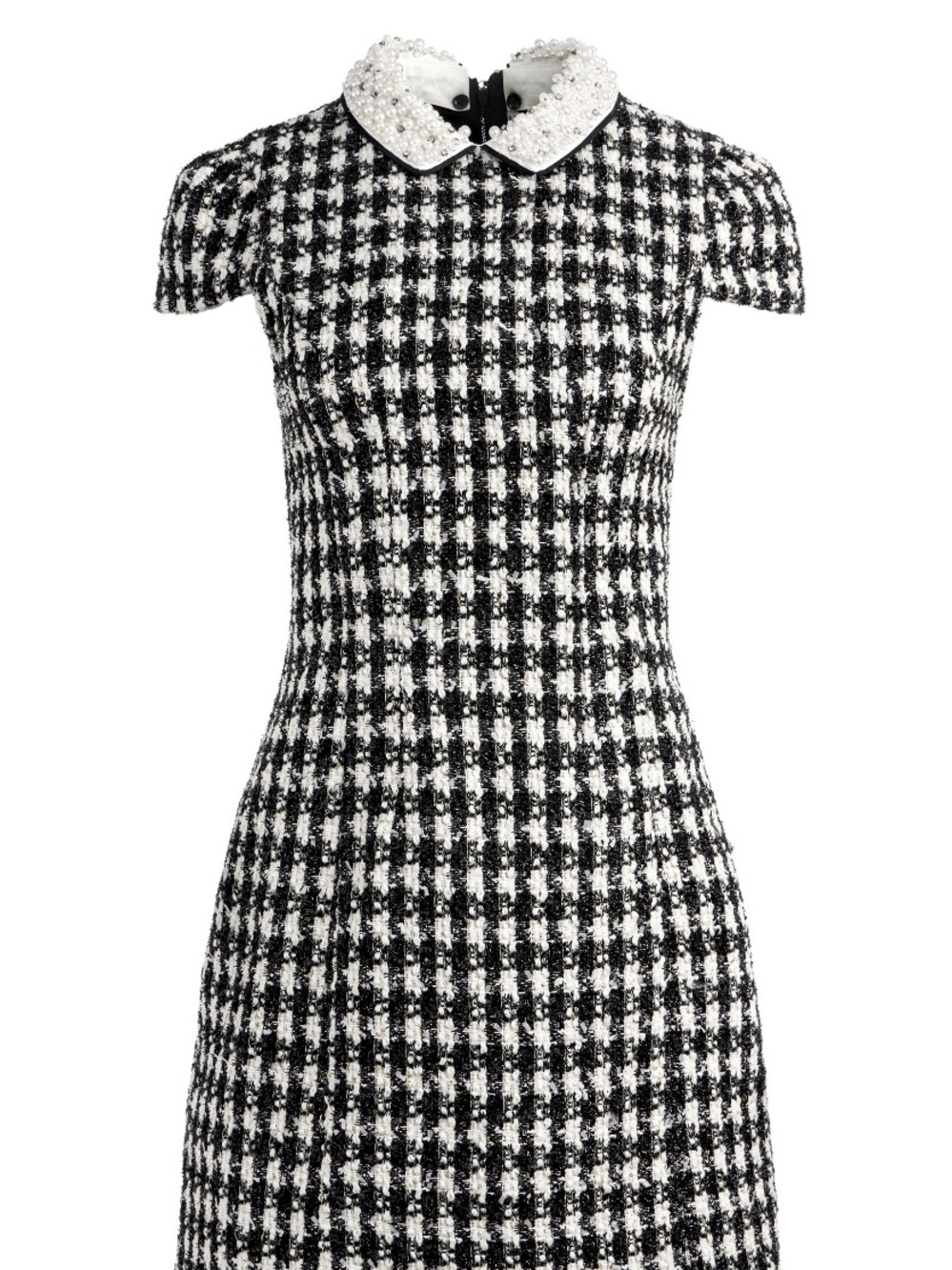 Alice + Olivia Black and White Tweed Dress with Pearl Collar - Picture 3 of 6